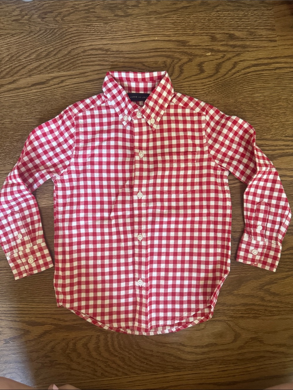 Janie and Jack Red Gingham Button-Down Shirt - size 3T